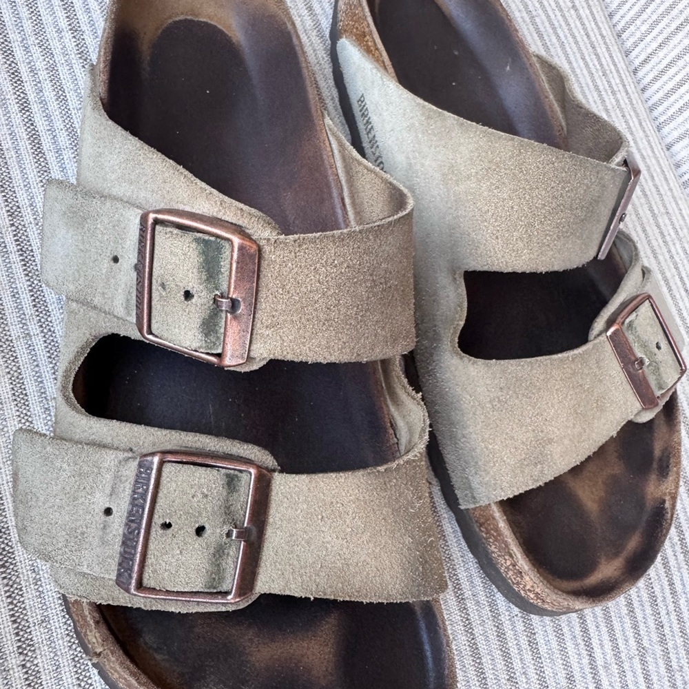 Birkenstock Arizona Taupe Suede Softbed Sandals size 41 regular/wide - Picture 3 of 10